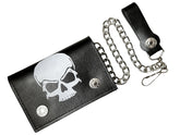 Skull Face Print Leather Wallet