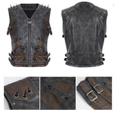 Steampunk Spiked Pleather Two-Tone Vest