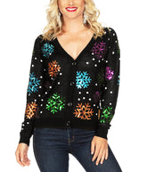 Sequin Snowfall Women's Ugly Christmas Cardigan