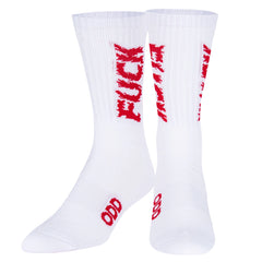 White & Red "F*ck Off" Crew Length Socks