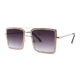 Rose Gold Rhinestone Gradient Sunglasses