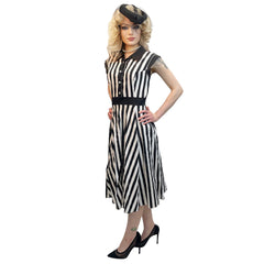 1950's Tea Time Black and White Striped Adult Costume