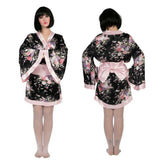 Black and Pink Floral Women's Kimono