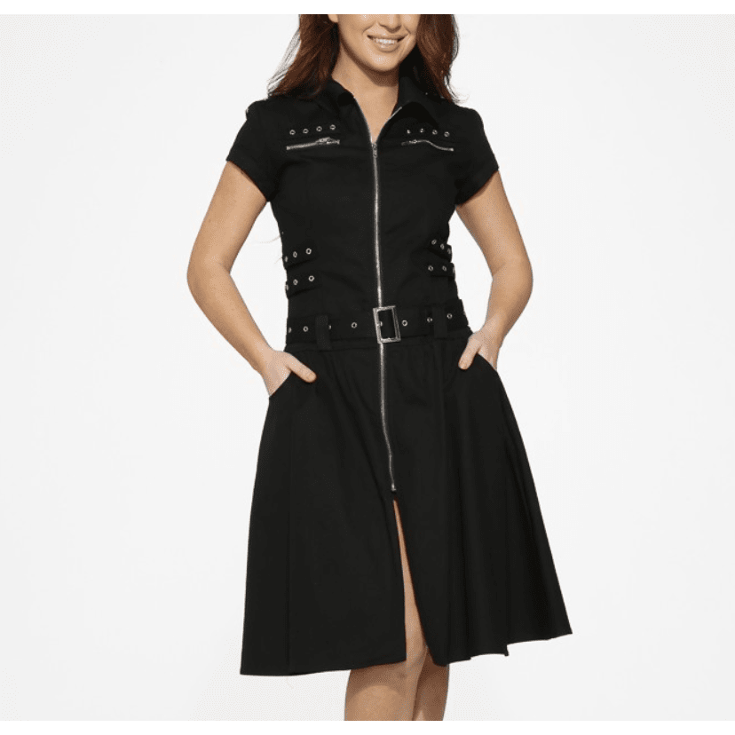 Black Detention Long Bondage Dress with Grommets and Full Front Zip AbracadabraNYC Black Detention Long Bondage Dress with Grommets and Full Front Zip AbracadabraNYC