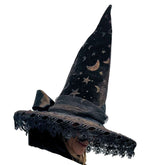 Blacklight Reactive Moon and Star Witch Hat