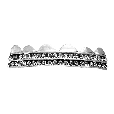 Silver Double Row Bling Grill TOP