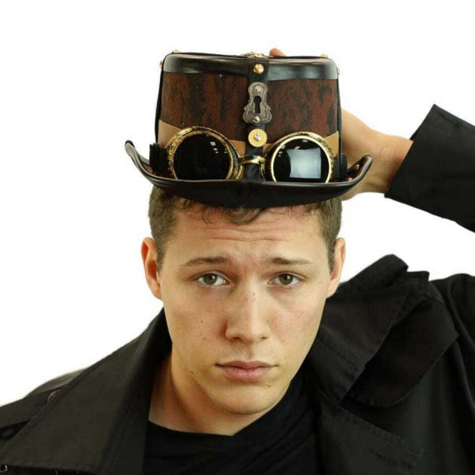 steampunk hat and goggles Brown Steampunk Goggle Hat