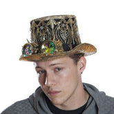 Festival Gold Spiked Goggles Sequin Top Hat