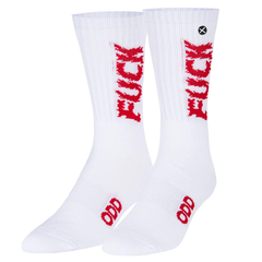 White & Red "F*ck Off" Crew Length Socks