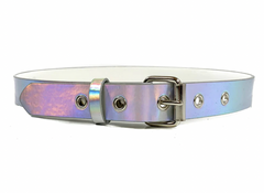 Silver Holographic Grommet Belt