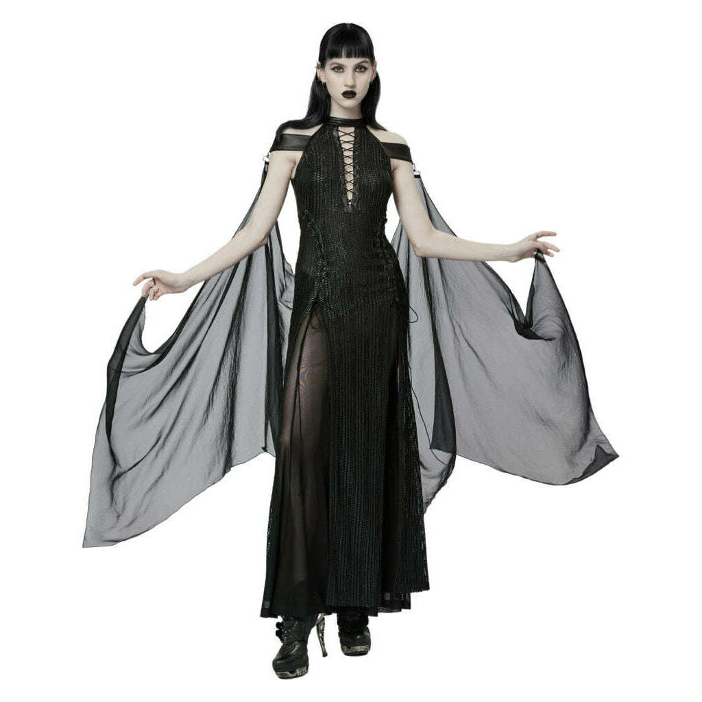 Dark Fantasy Mesh Halter Dress & Cape X-Large Dark Fantasy Mesh Halter Dress & Cape X-Large