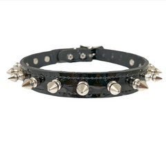 Patent Leather Skinny Spiked Choker