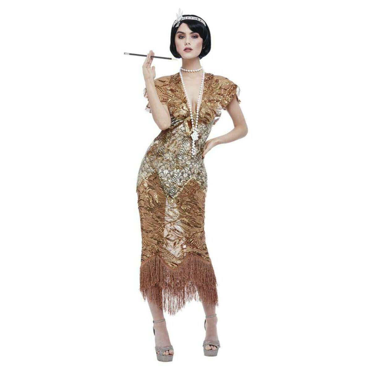 Deluxe 20's Sequin Gold Flapper Adult Costume AbracadabraNYC Deluxe 20's Sequin Gold Flapper Adult Costume AbracadabraNYC