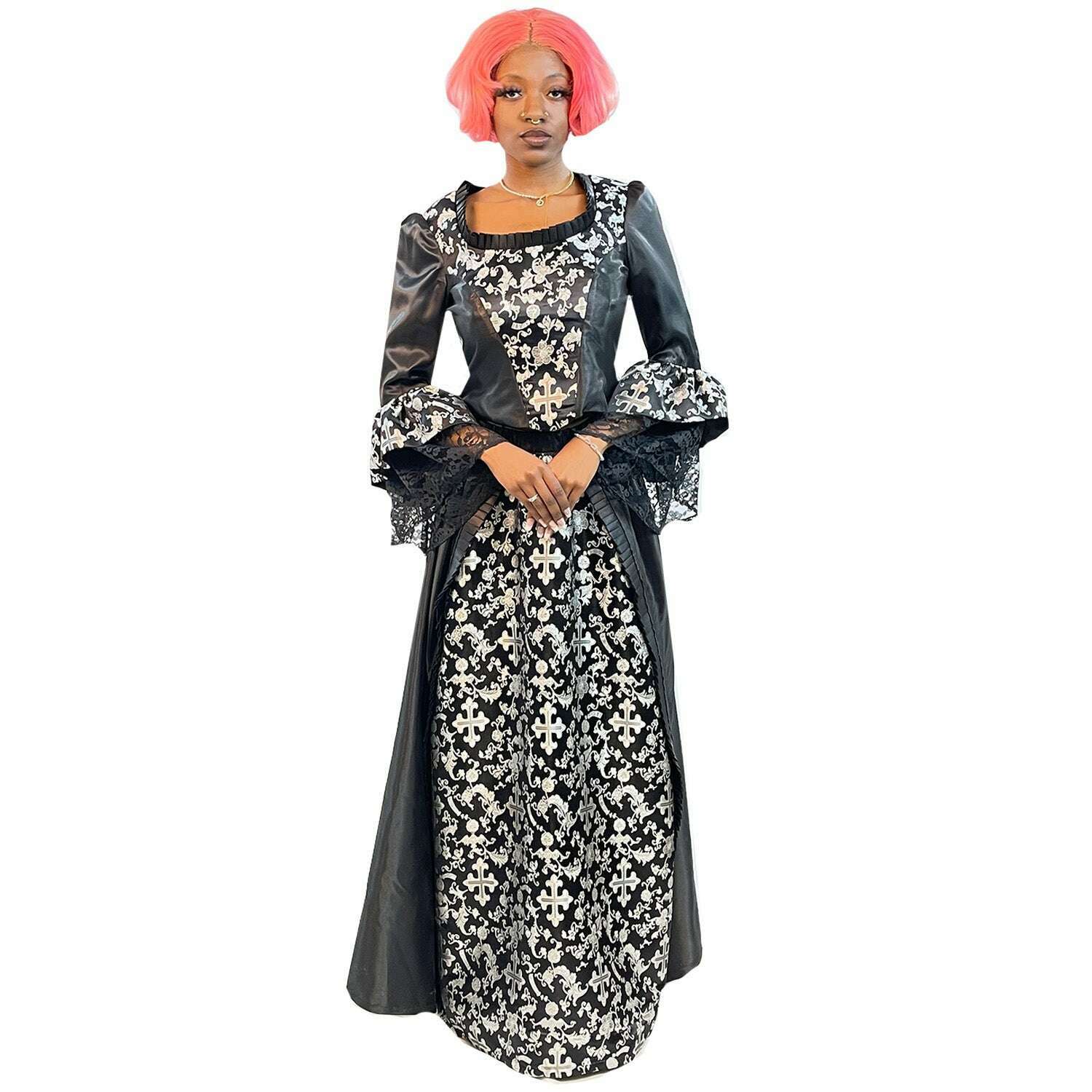 Elegant Colonial Black and Silver Women's Costume Rent Elegant Colonial Black and Silver Women's Costume Rent