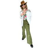 1970s White Classy Floral Outfit Men's Costume