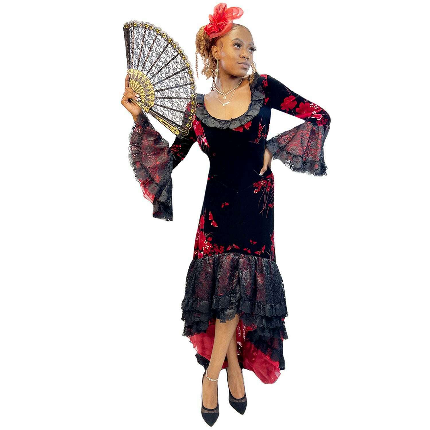 ladies spanish dress Fun Costumes Women's Senorita Costume, Red and Black Spanish Dancer Dress, Spain Celebration Halloween Outfit X-Small Bundle : Clothing, Shoes & Jewelry youll be looking chic and ready to hit the dancefloor Floral Spanish Senorita Women's Costume
