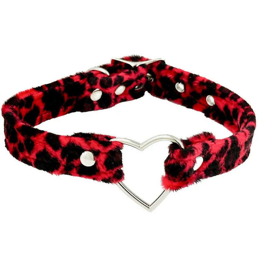 Fuzzy Leopard Print Heart Ring Choker – AbracadabraNYC