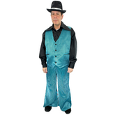 1970s Electric Blue Striped Disco King Men's Costume