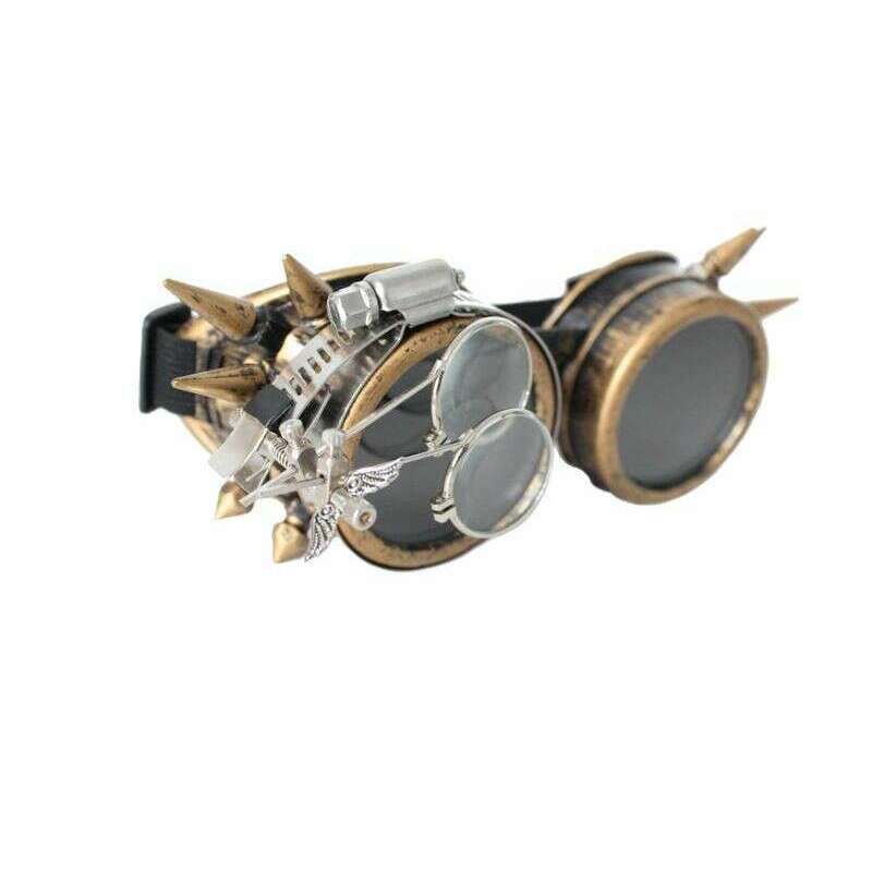 steampunk brass goggles Gold Steampunk Spike Goggles with Magnifying Glasses – AbracadabraNYC