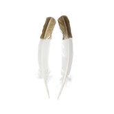 2-Piece Metallic Gold Tipped White Turkey Quill Feathers