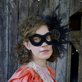 Midnight Velvet Mask with Ostrich Feathers