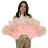 Apricot Blush Ostrich Marabou Feather Fan