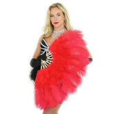 Red Marabou Ostrich Feather Fan
