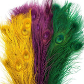 Peacock Tail Eyes Bleached Mardigras Feathers