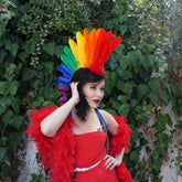 Rainbow Feather Mohawk Headpiece