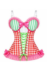 Lavish Strawberry Sweetheart Gingham Corset