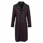 Steampunk Men's Long Purple and Black Striped Jacket