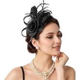 Fascinator with Faux Flower and Feathers