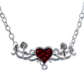 Rose Necklace with Heart Pendant