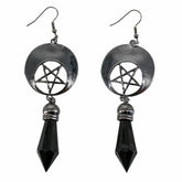 Pentagram Star Black Crystal Earrings