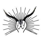 Gothic Horn Halo Headband with Black Gem Stone with Chain