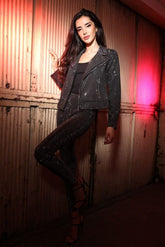 Moto Ready Black Rhinestone Studded Jacket