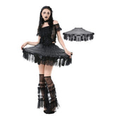 Black Satin and Lace Hoop Petticoat