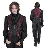 Victorian Goth Dark Red Rose Print Men's Tailcoat Vest