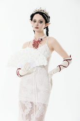 Elegant White Rose Lace Fan