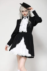 Gothic Black & White Victorian Puff Sleeve Dress