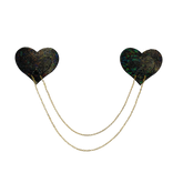 Shattered Disco Ball Heart Gold Chain Nipple Pasties