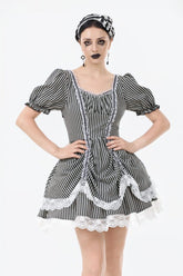 Noir Pinstripe Black and White Circus Dress