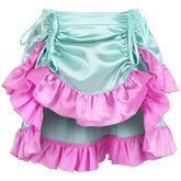 Mint/Pink Satin Ruched Bustle Skirt
