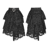 Black Lace Necktie Jabot with Pendant