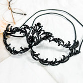 Intricate Black Crystal Masquerade Mask
