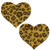 Love: Gold Glittering Cheetah Heart Nipple Pasties
