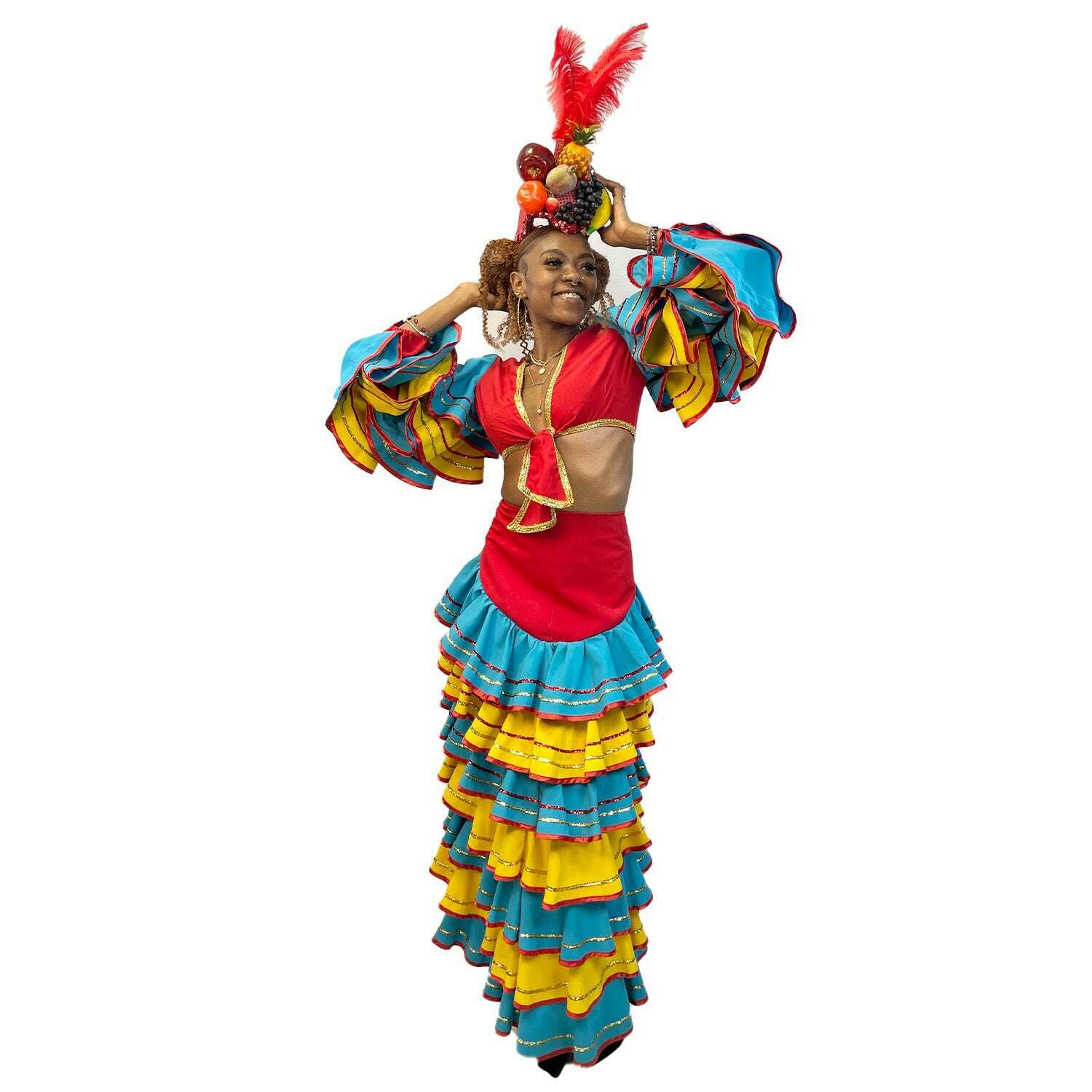 International Red Blue and Yellow Rumba Women's Costume – AbracadabraNYC