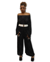1970s Starry Black Disco Jumpsuit Women's Costume