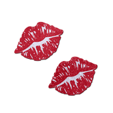 Kisses: Sparkly Red Kissing Puckered Lips Nipple Covers