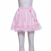 Lolita Pink Lace Overlay Reflective Puff Skirt & Charm Link Chain